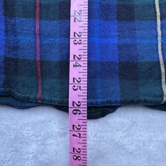 LL Bean Women's Plaid Slightly Fitted Flannel Shirt Medium Green Red Blue Cotton - Picture 5 of 8